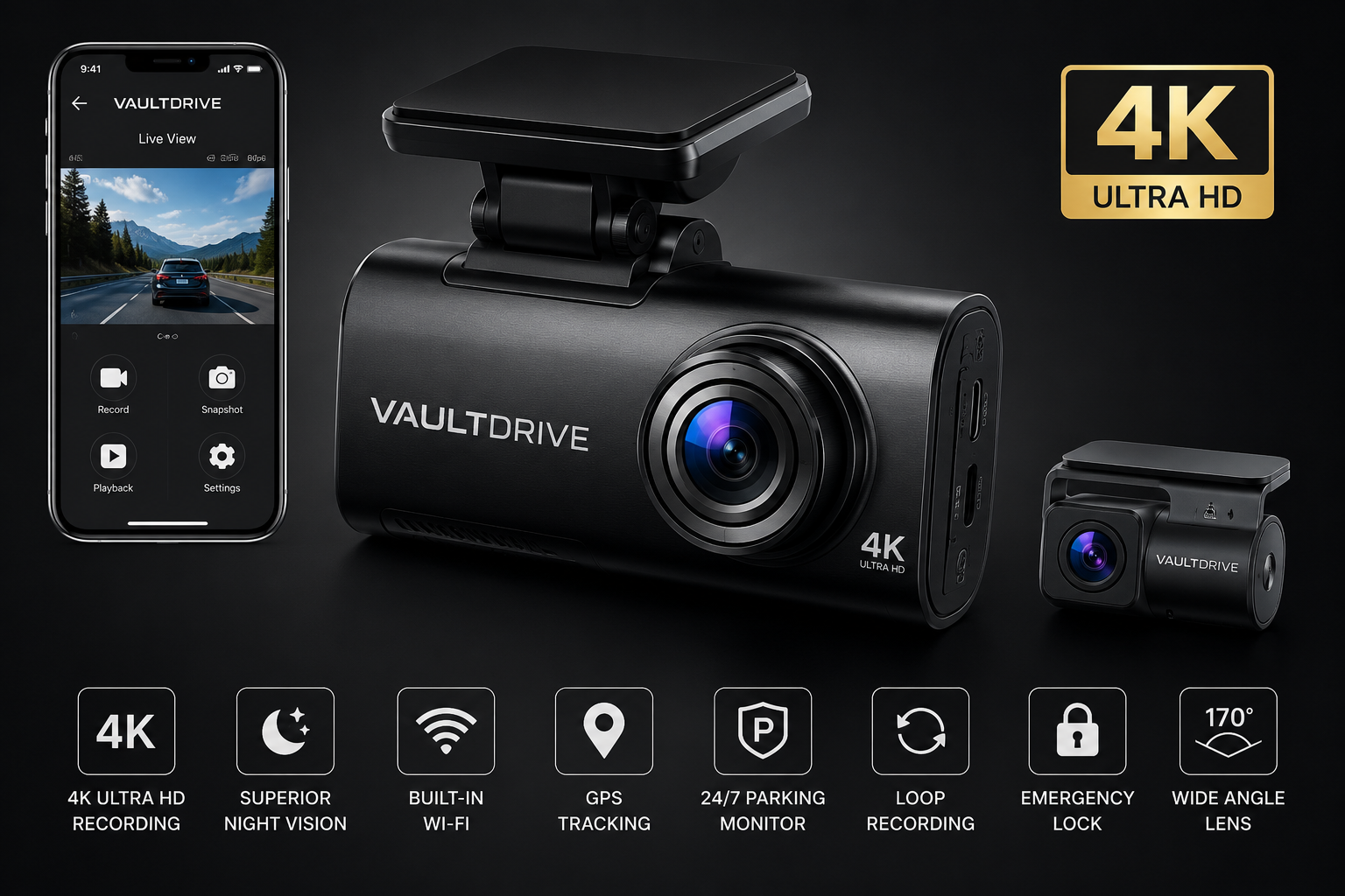 Dash Cam Car DVR Recorder Camera With Wifi Full HD